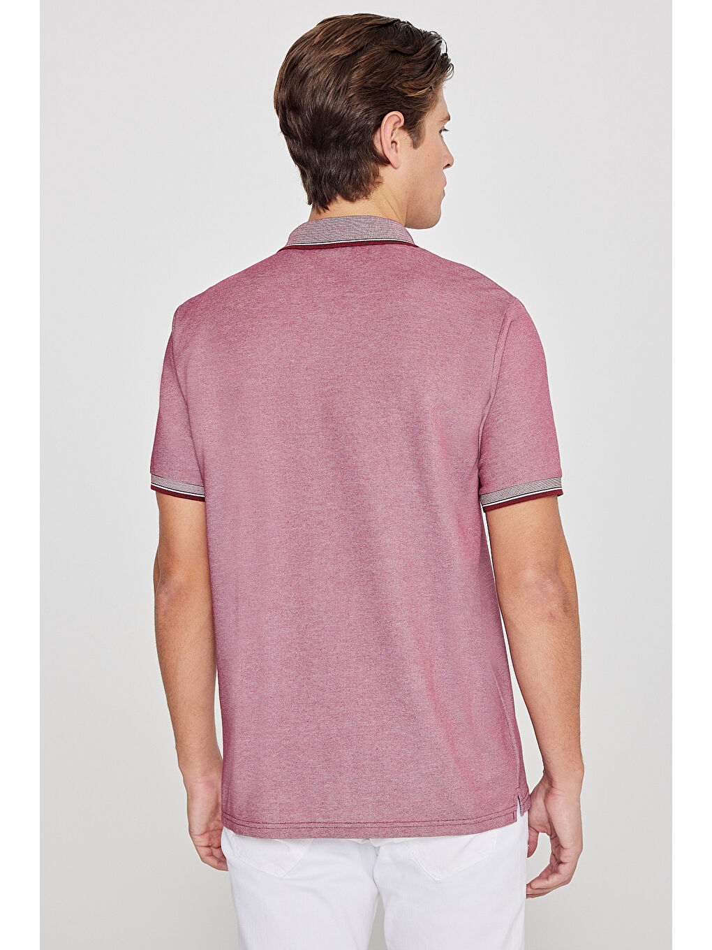 Erkek Bordo Pamuklu Comfort Fit Rahat Kesim Polo Yaka Cepli Tişört-5
