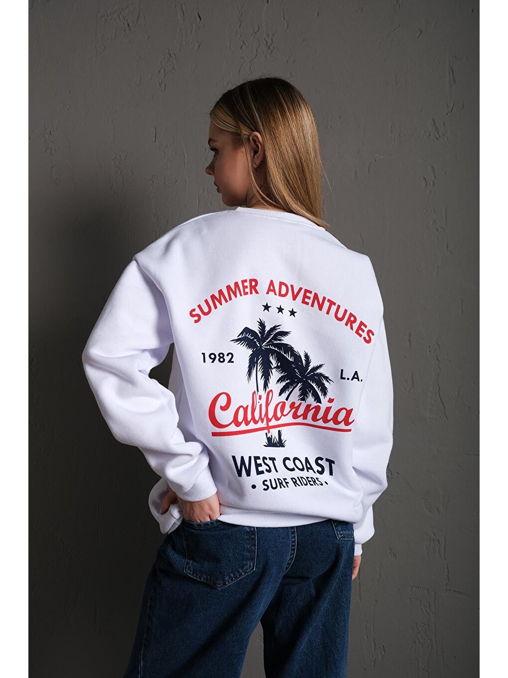 Trendseninle Beyaz Kadın BEYAZ California Oversize Sweatshirt