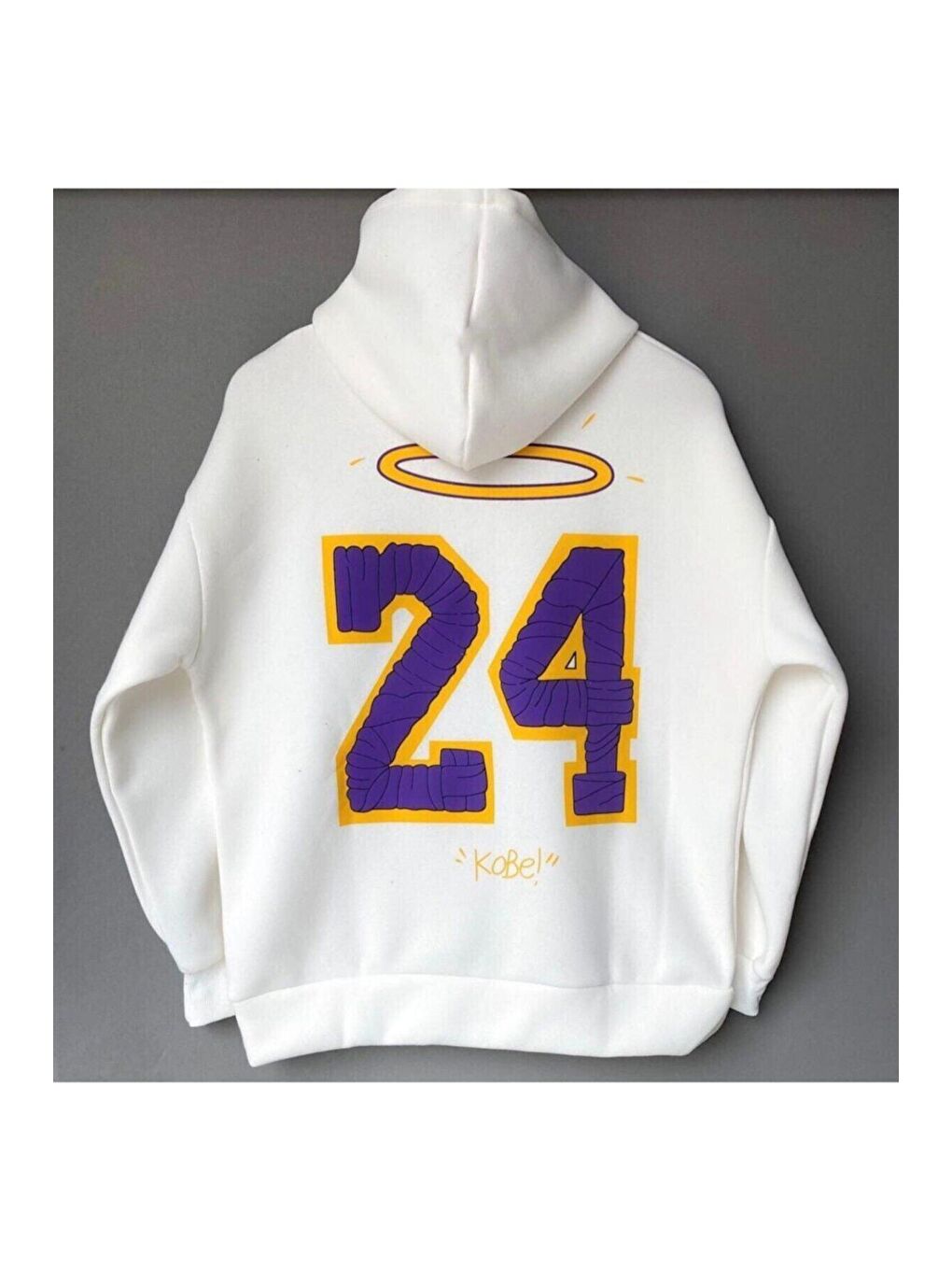 Kadın Beyaz Oversize 24 Baskılı Kapşonlu Sweatshirt