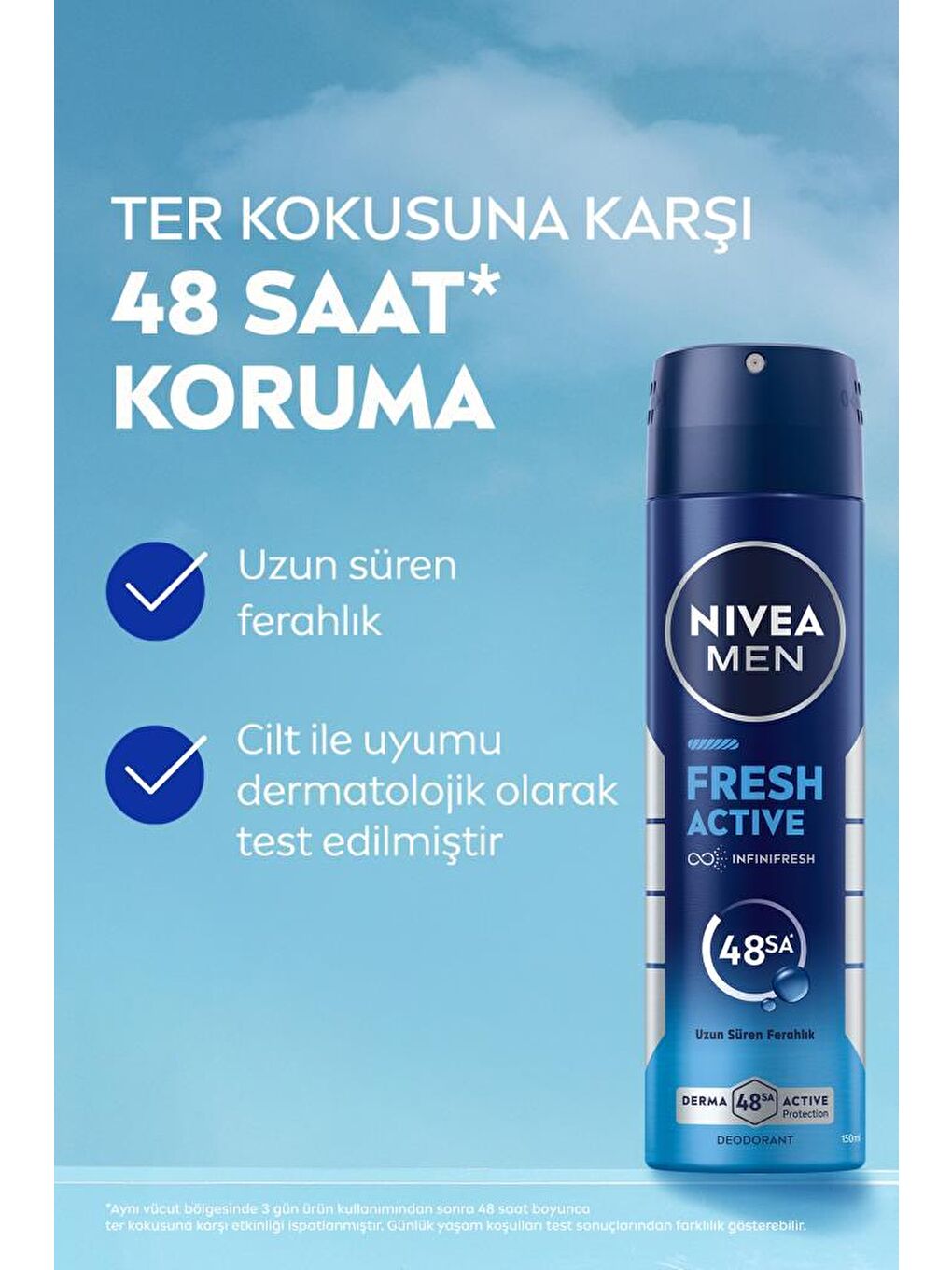 Men Erkek Sprey Deodorant Fresh Active 48 Saat Deodorant Koruması 150 ml-2