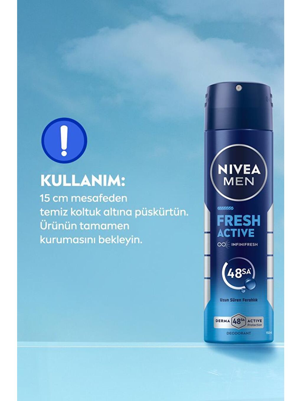 Men Erkek Sprey Deodorant Fresh Active 48 Saat Deodorant Koruması 150 ml-5
