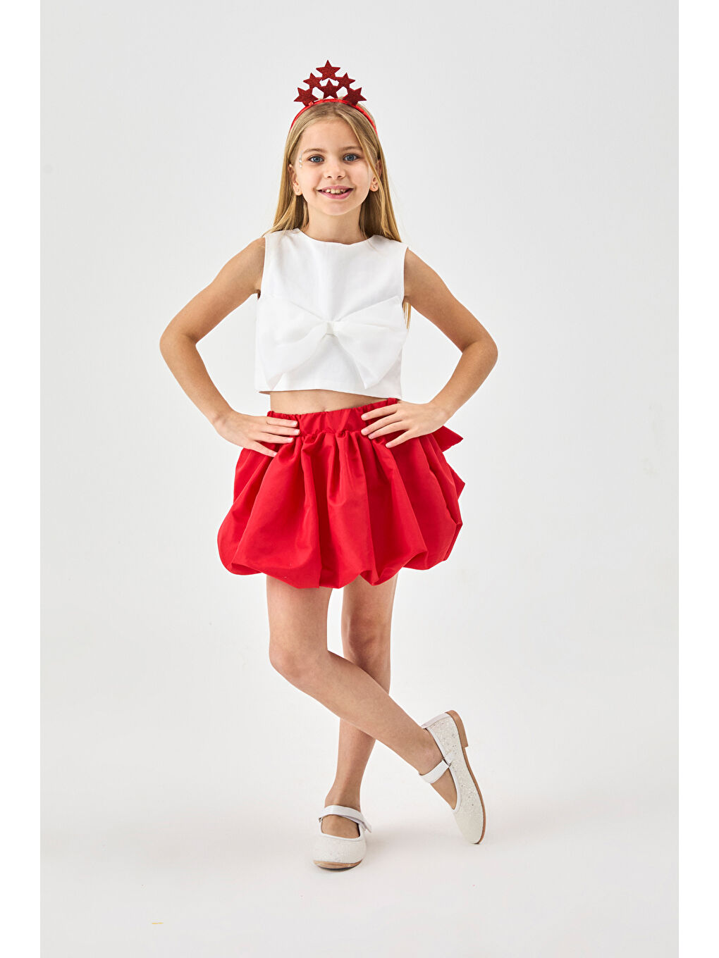 Kırmızı Kız Çocuk Balon Etek - Anna