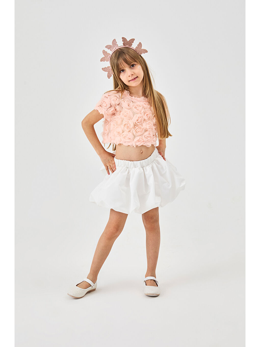 Beyaz Kız Çocuk Balon Etek - Anna