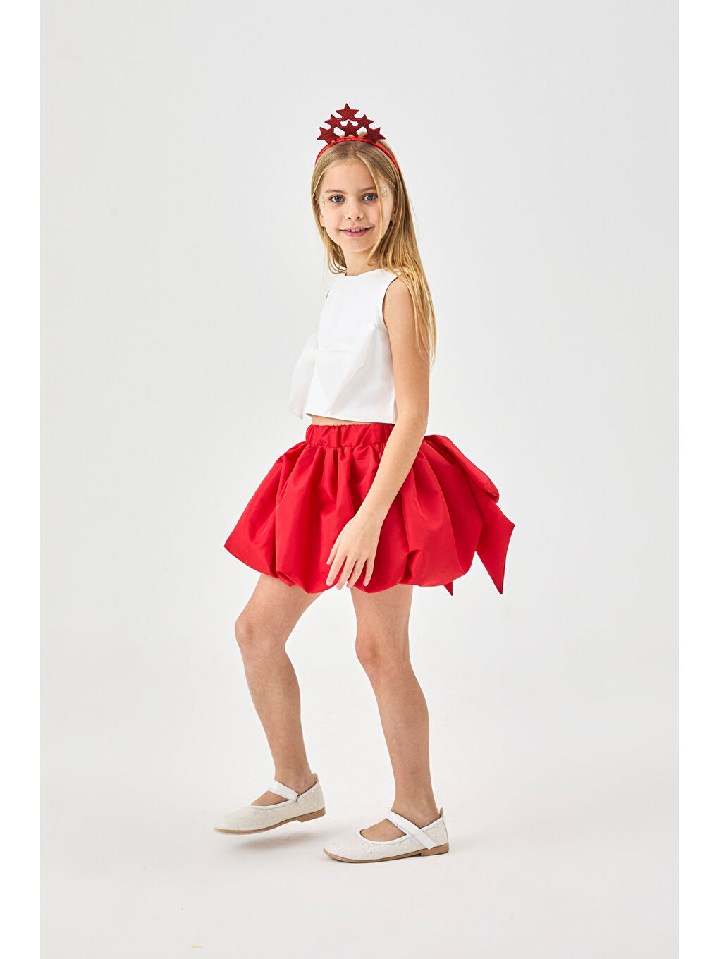Kırmızı Kız Çocuk Balon Etek - Anna-1