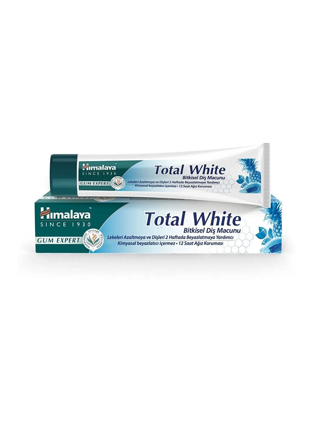 Himalaya Since 1930 Total White Bitkisel Beyazlatıcı Diş Macunu, Florürsüz, Parabensiz, Bitkisel Enzim, 100 ml 125 gr