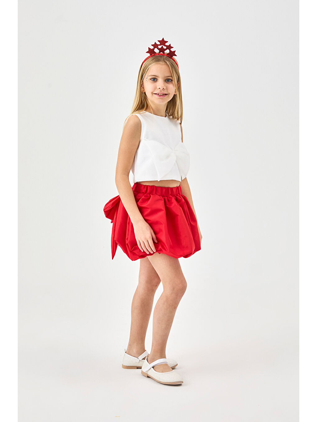 Kırmızı Kız Çocuk Balon Etek - Anna-2