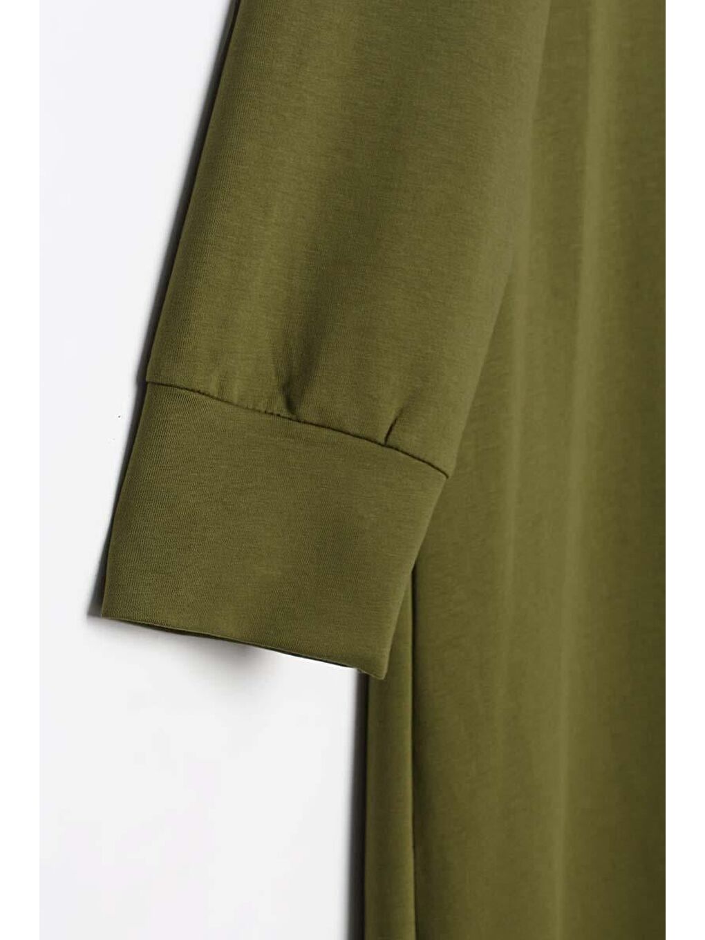 Haki-Kapüşonlu Elastanlı Örme Elbise-4