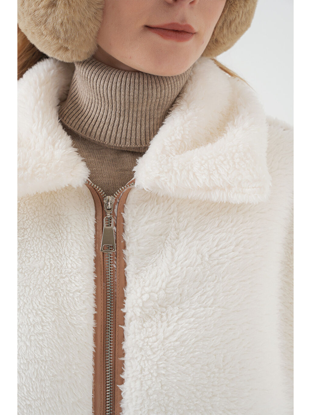 Sarı 5173 Astarlı Pelüş Ceket   Camel-5