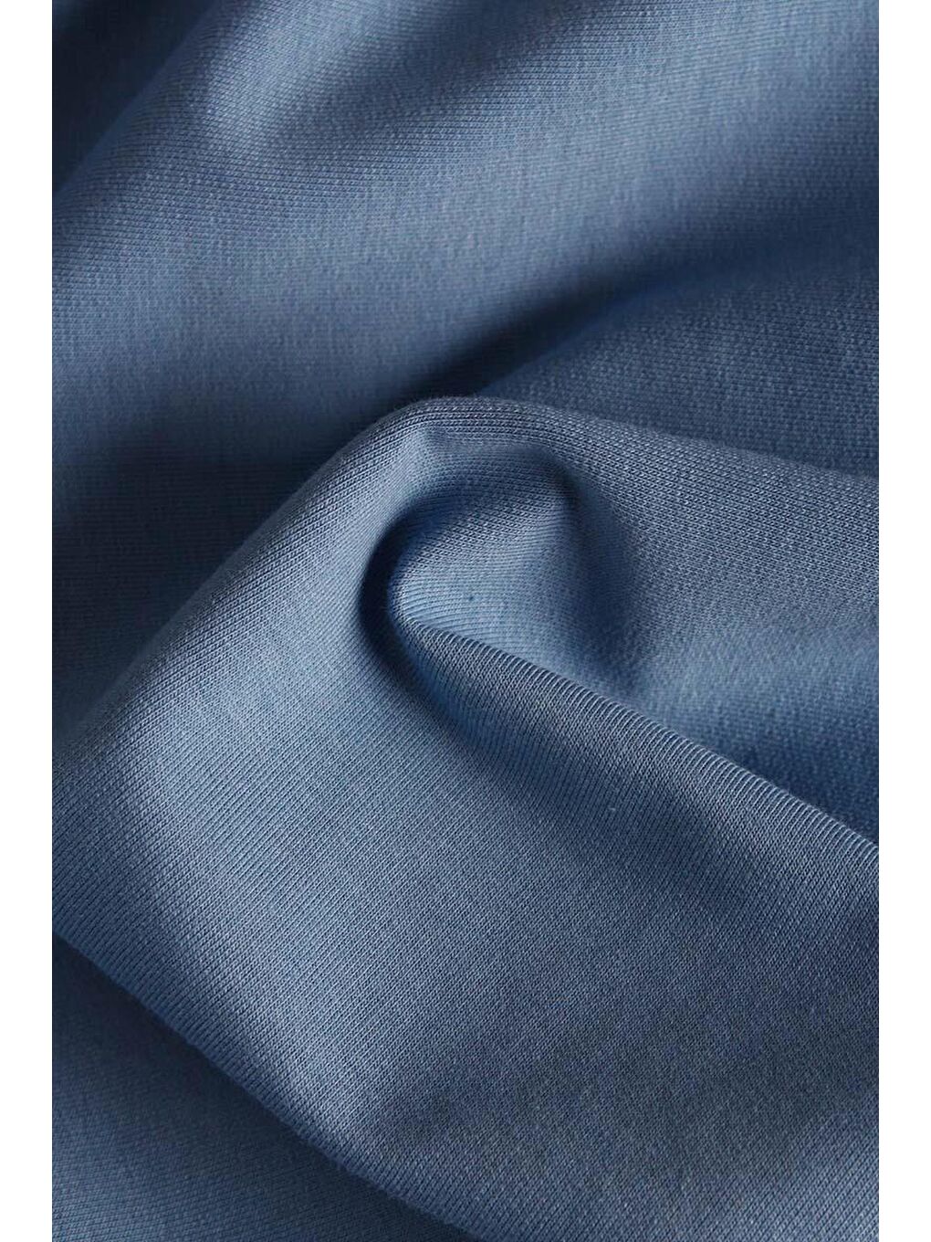 Mavi-Kapüşonlu Elastanlı Örme Elbise-6