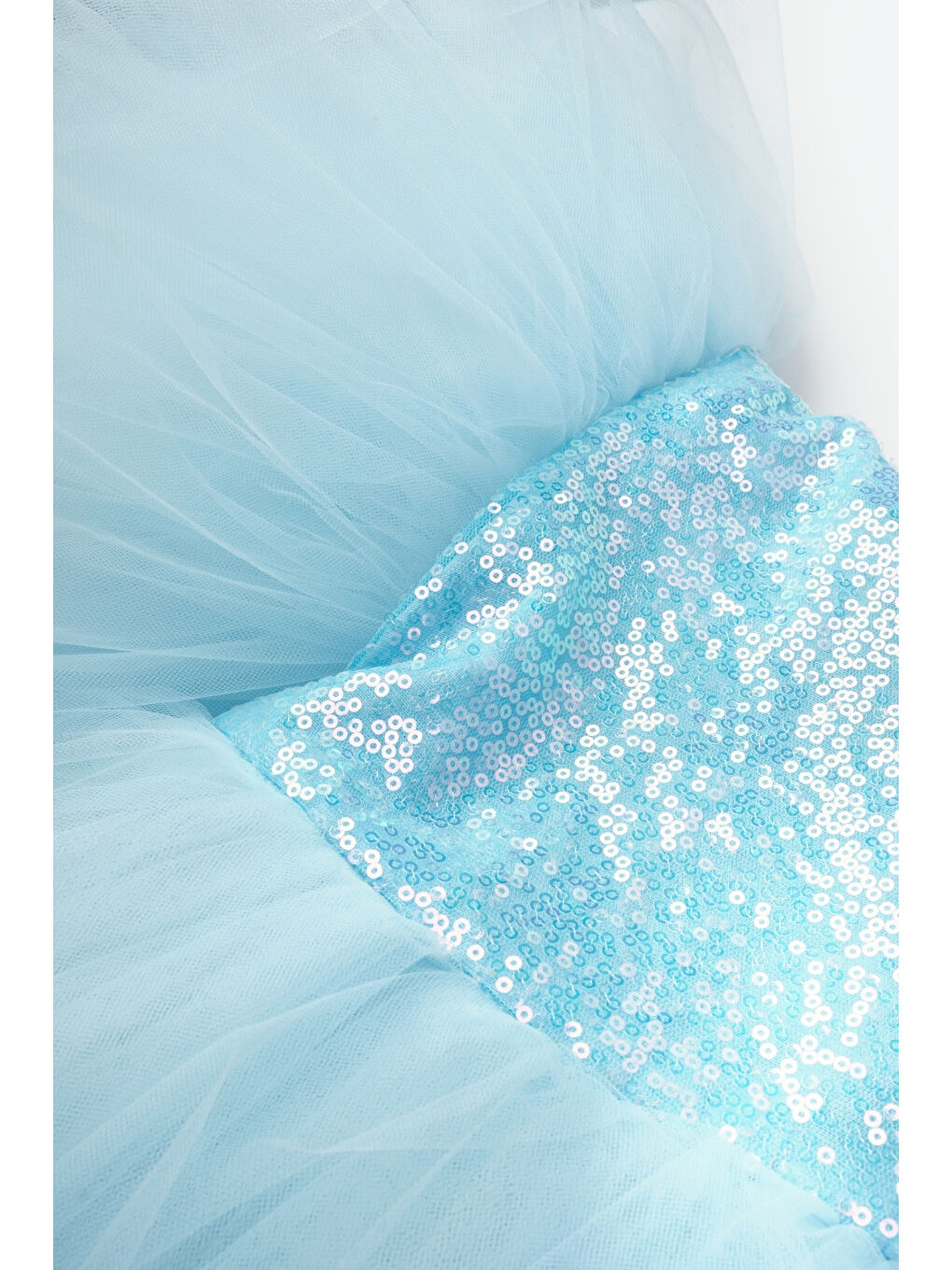 Mavi Önü Pullu Kız Çocuk Tül Elbise - Halsey-5