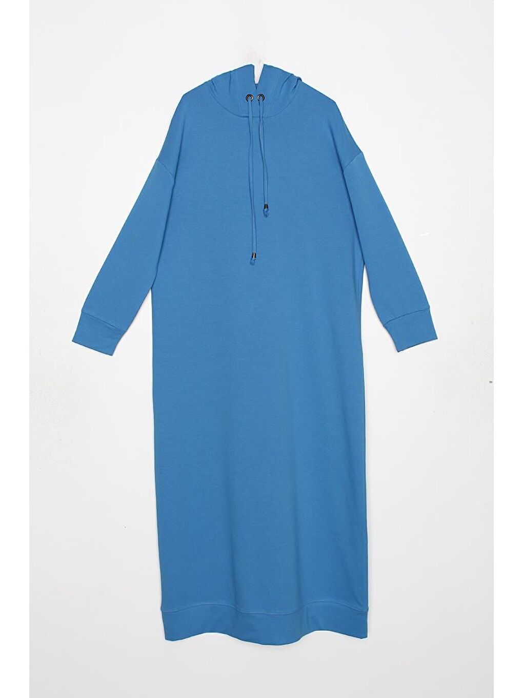Mavi Saks Basic Kapüşonlu Örme Pamuklu Elbise-4