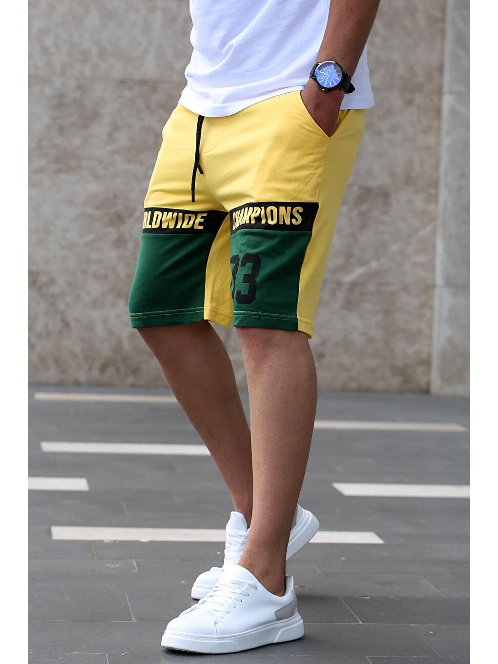 Renk Bloklu Sarı Şort 2920