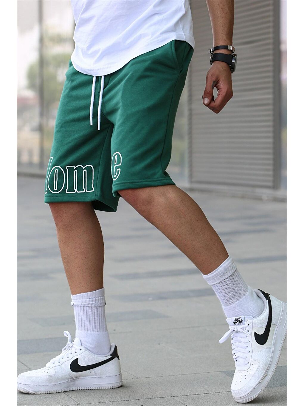 Erkek Baskılı Yeşil Kapri Şort 5439-2