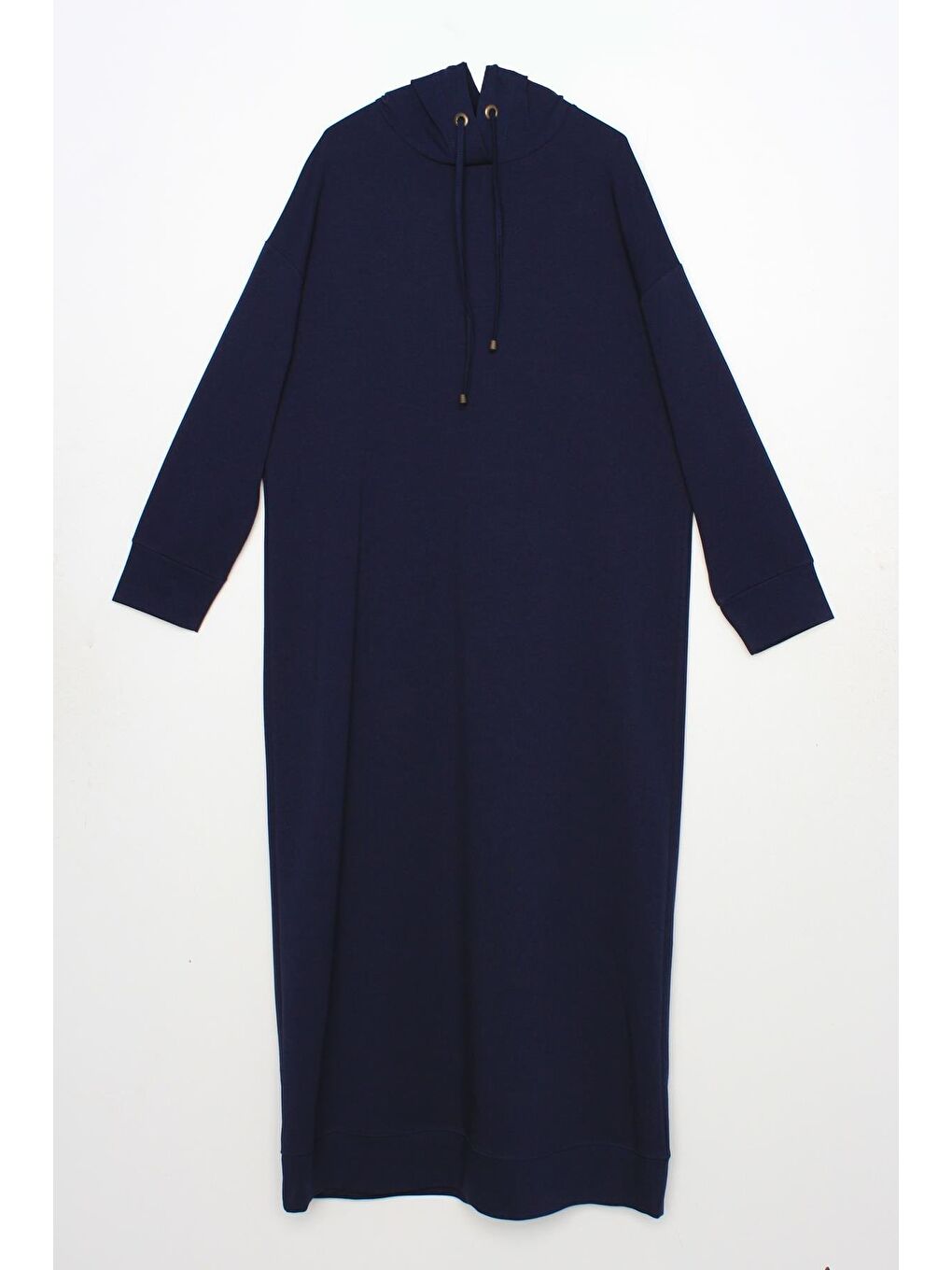 İndigo-Kapüşonlu Elastanlı Örme Elbise-4