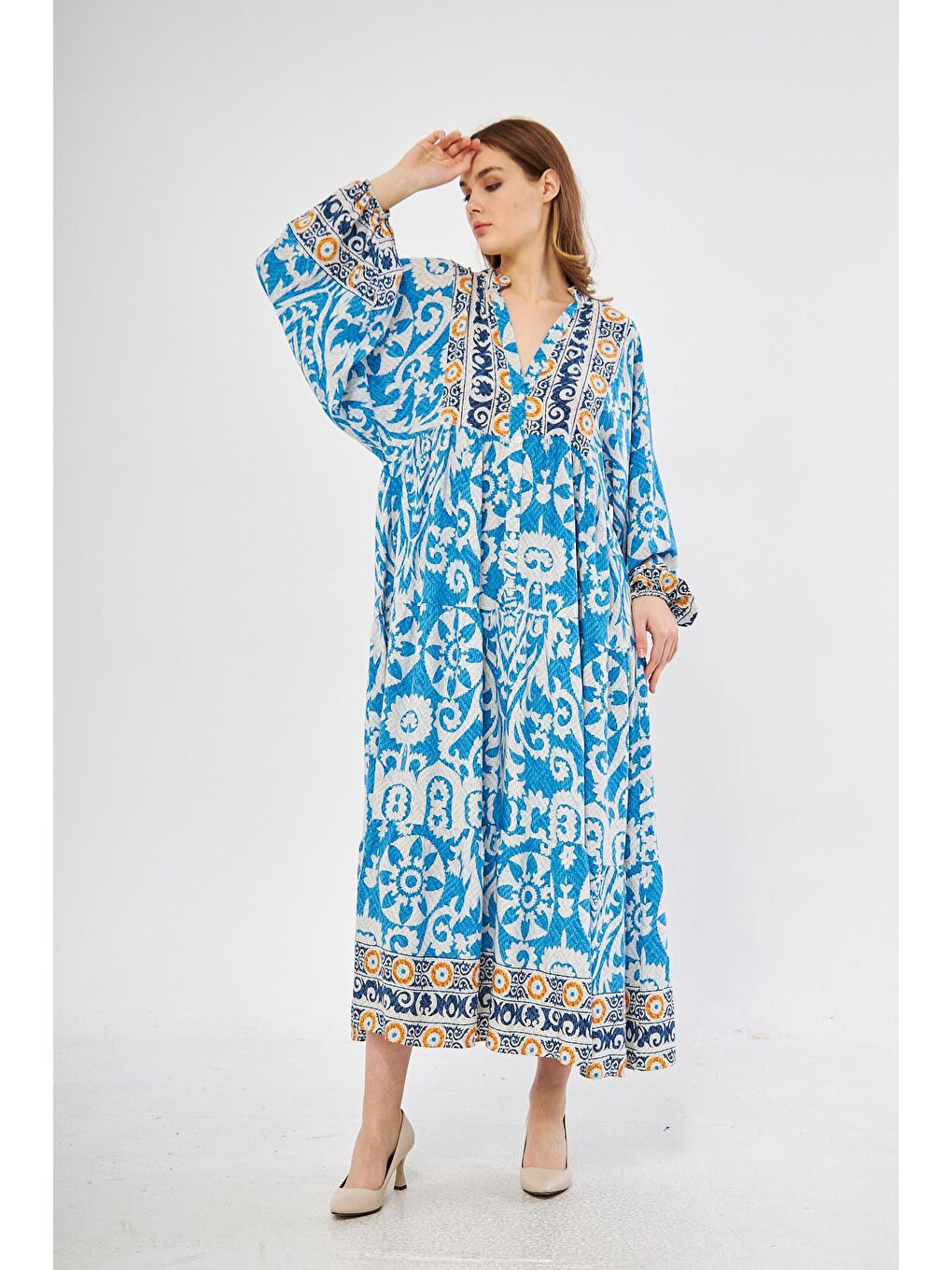 Mavi Maxi Elbise - BGE01-1