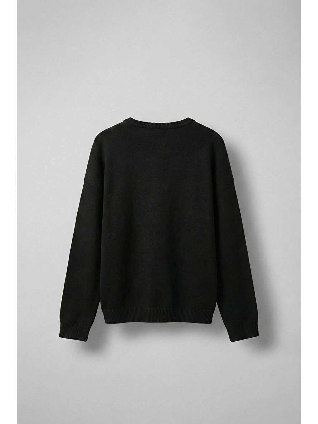 Erkek Oversize Limıted Yazılı Triko Kazak Siyah-1