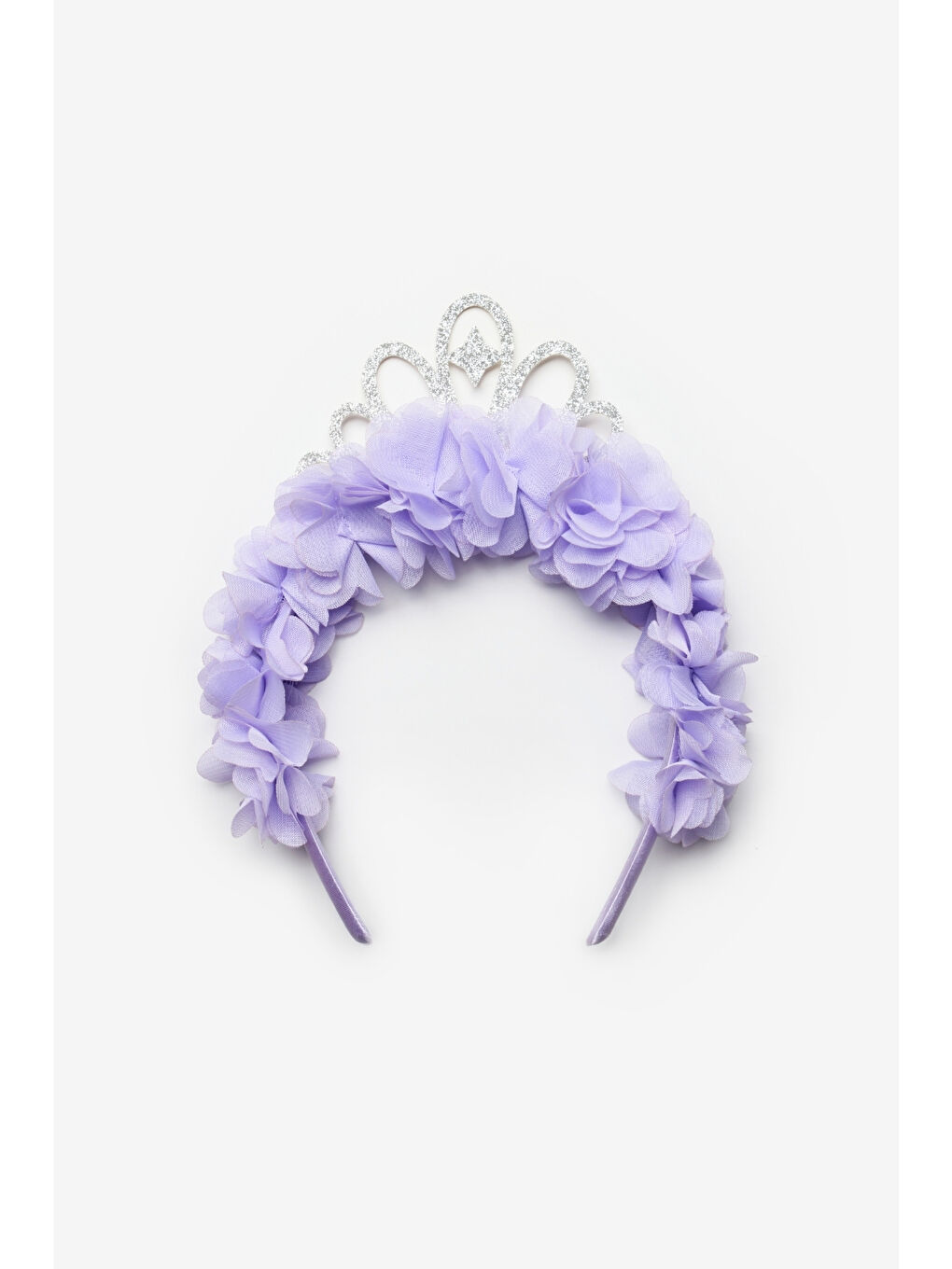 Lila Prenses Figürlü Çiçekli Kız Çocuk Taç