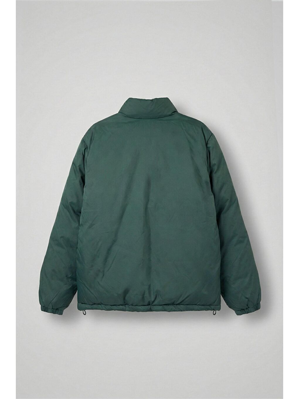 Erkek Oversize Dik Yakalı Fermuarlı Cepli Mont Yeşil-1