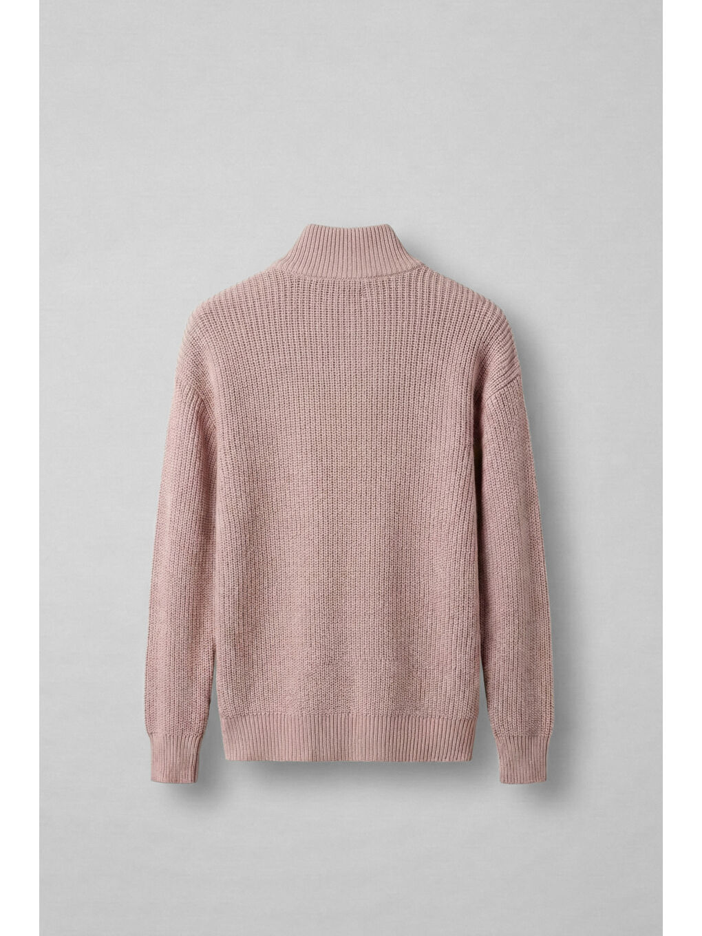 Erkek Oversize Yarım Fermuarlı Kazak Pembe-1