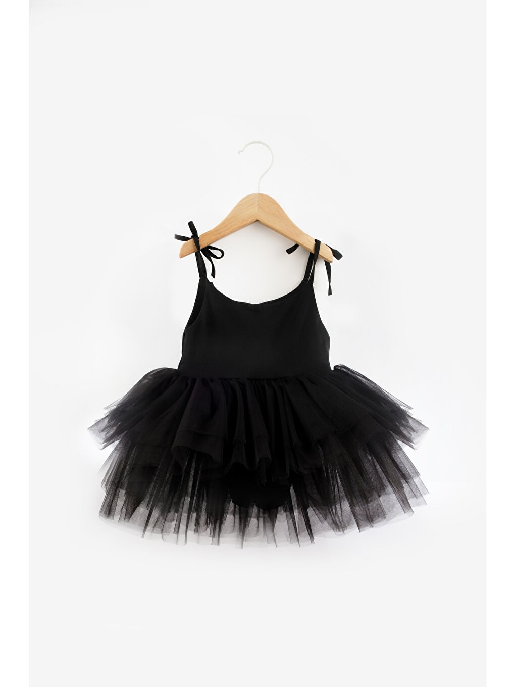 Siyah Tütü Etekli Askılı Kız Çocuk Balerin Elbise - Jade-1