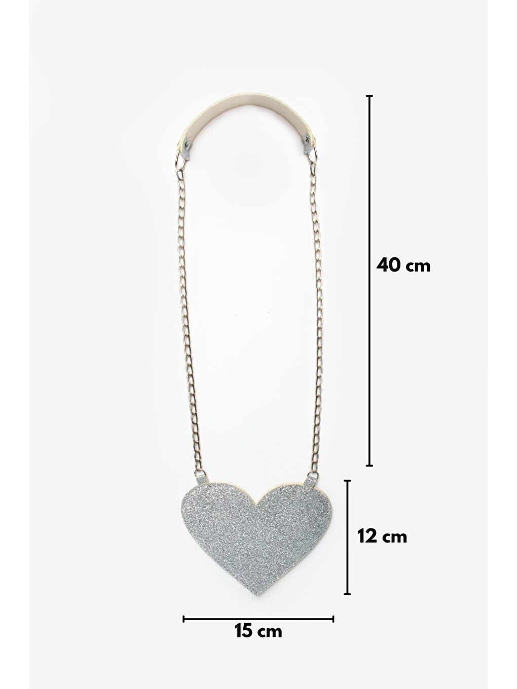 Gri Gümüş Kalp Şekilli Kız Çocuk Çanta-2