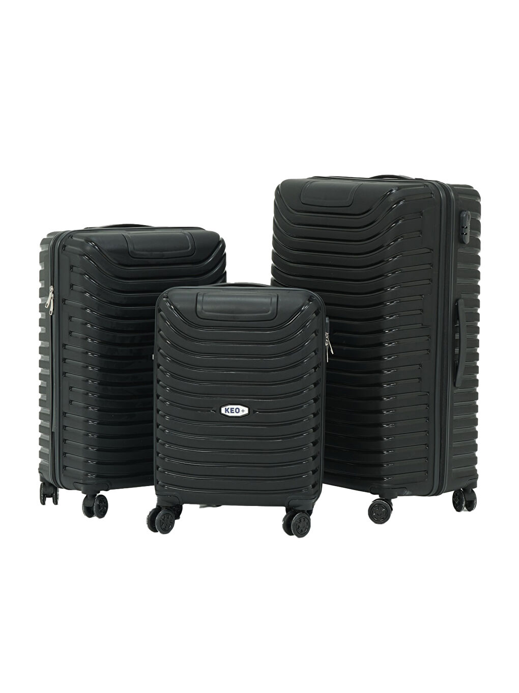 3’lü Set Siyah PP Valiz-1