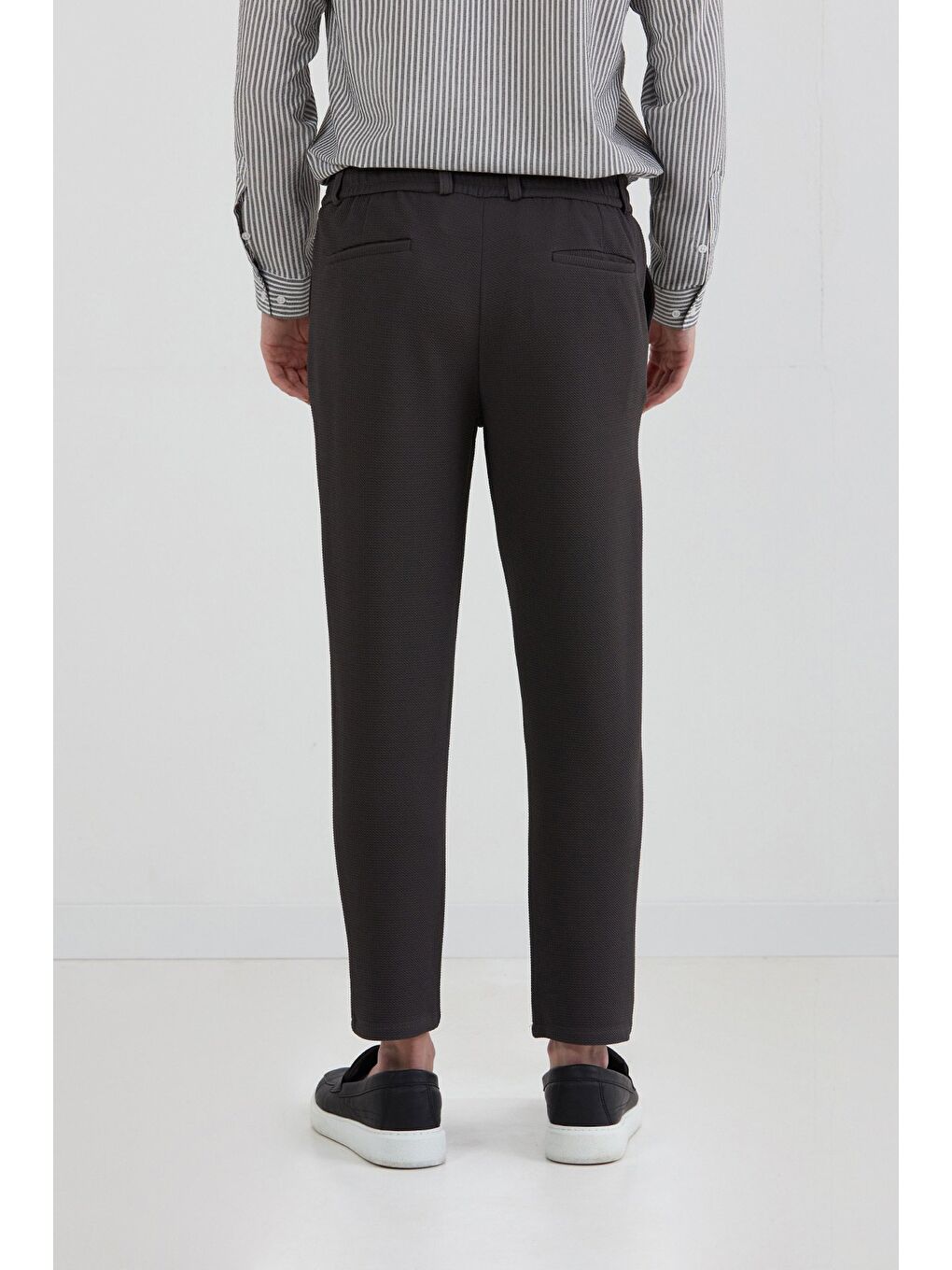 Antrasit Waffle Kumaş Beli Bağlamalı Jogger Pantolon-3