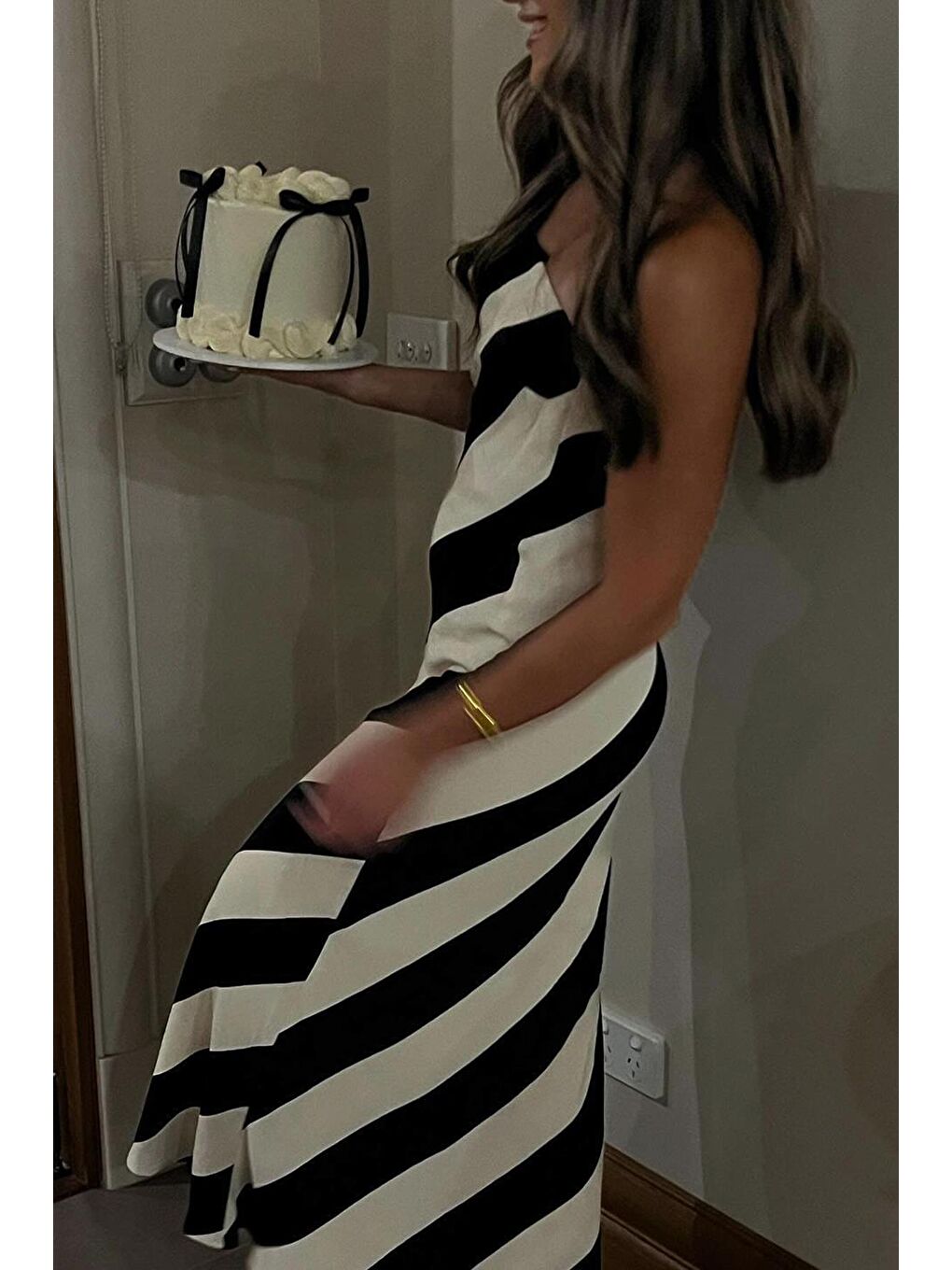 Siyah Straplez Uzun Basic Elbise Mg2115-2