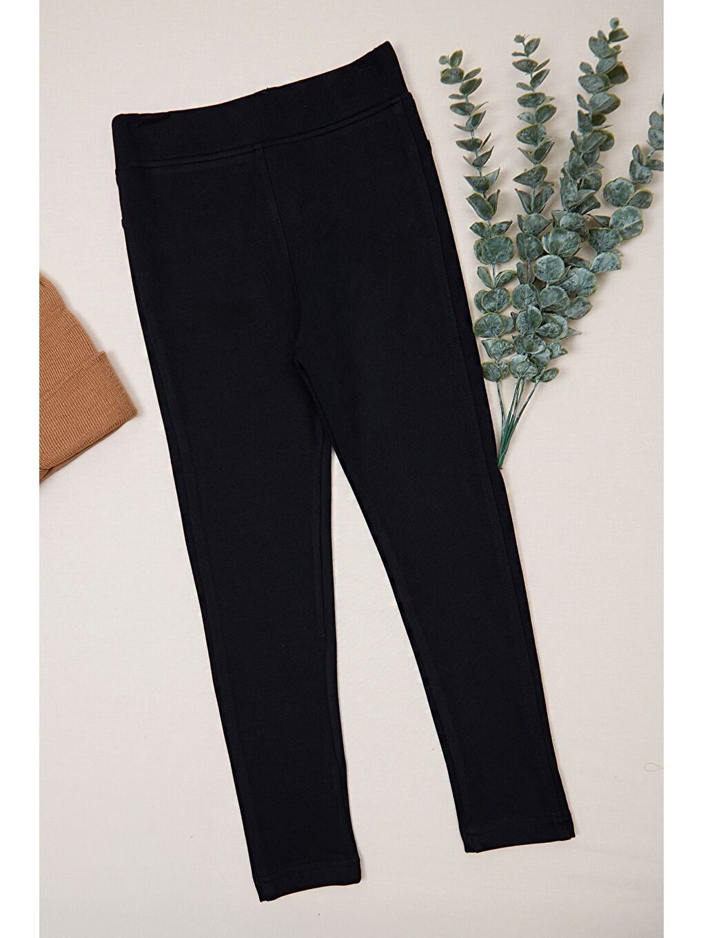 Siyah Çelik Kumaş Kız Çocuk Tayt-1