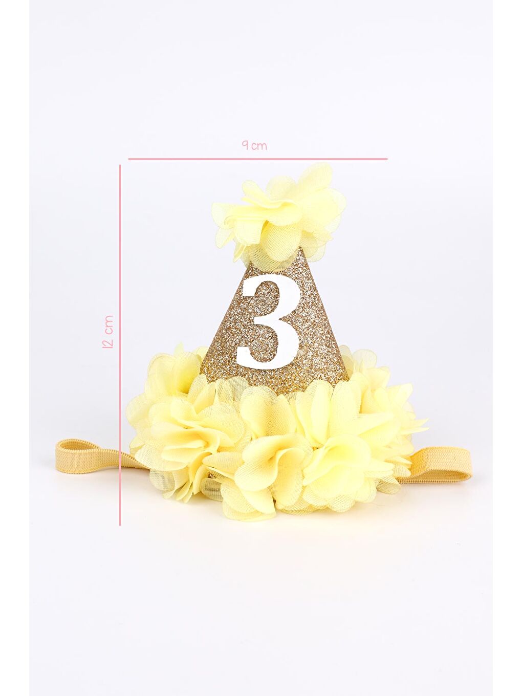 Sarı 3 Yaş Huni Doğum Günü Tacı-2