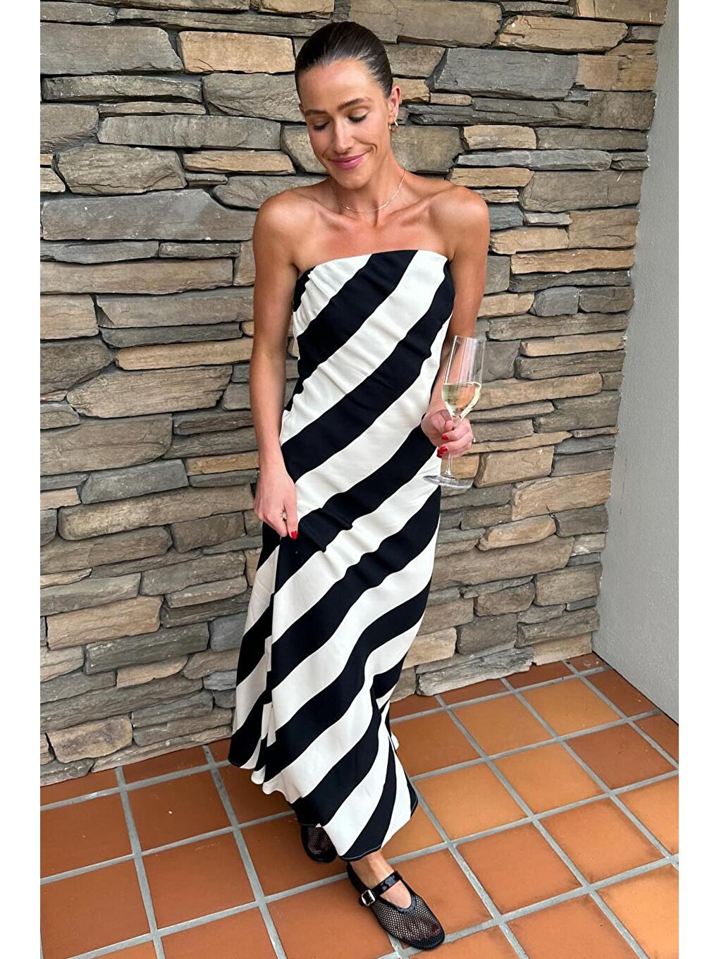 Siyah Straplez Uzun Basic Elbise Mg2115-7