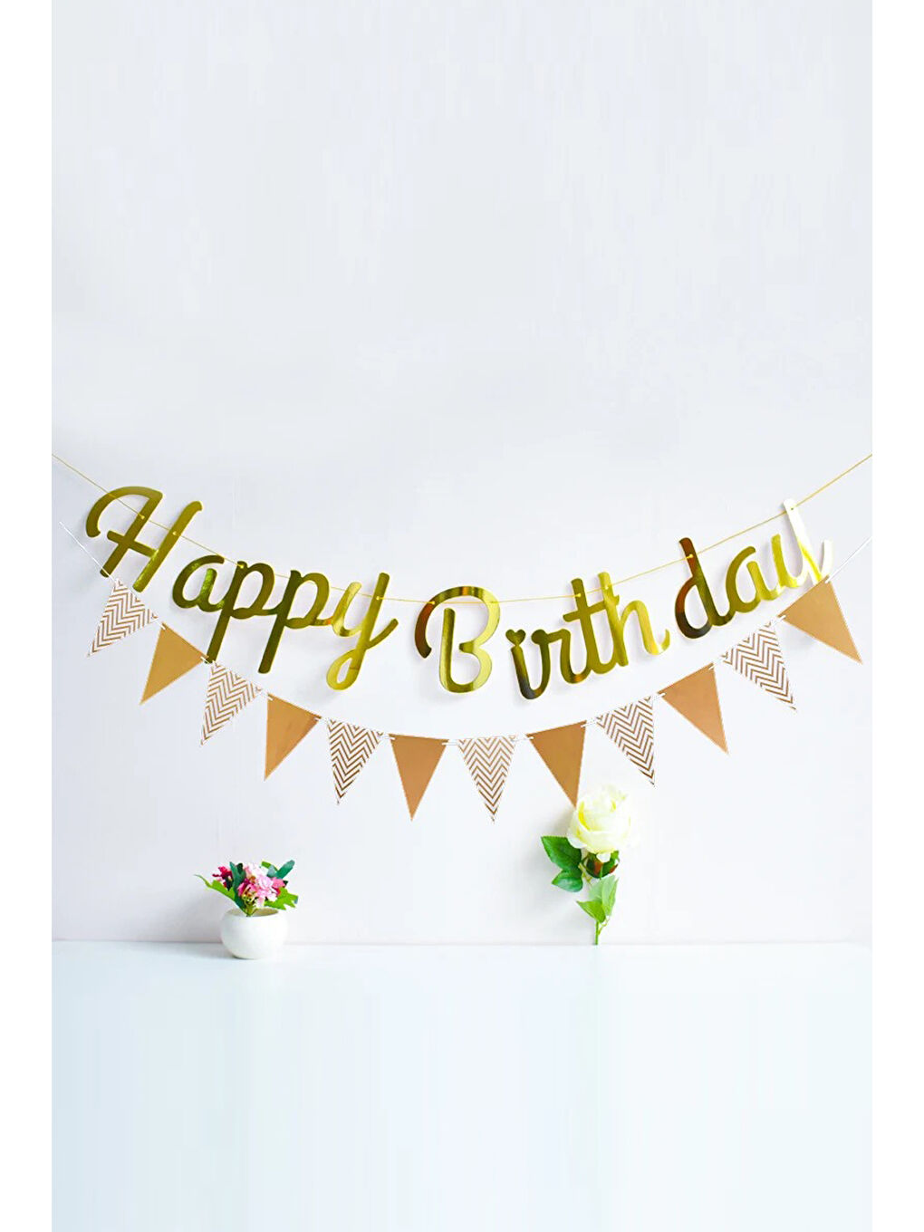 Sarı Altın Happy Birthday Banner-2