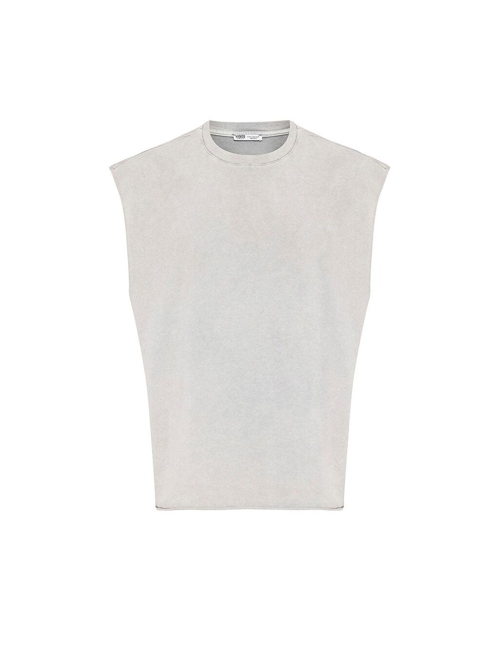 Bej Yıkamalı Oversize Kolsuz Tişört Taş-1