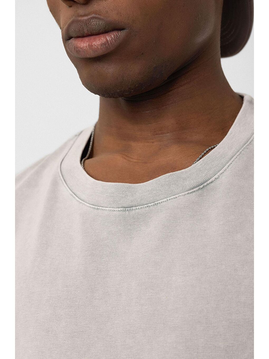 Bej Yıkamalı Oversize Kolsuz Tişört Taş-4