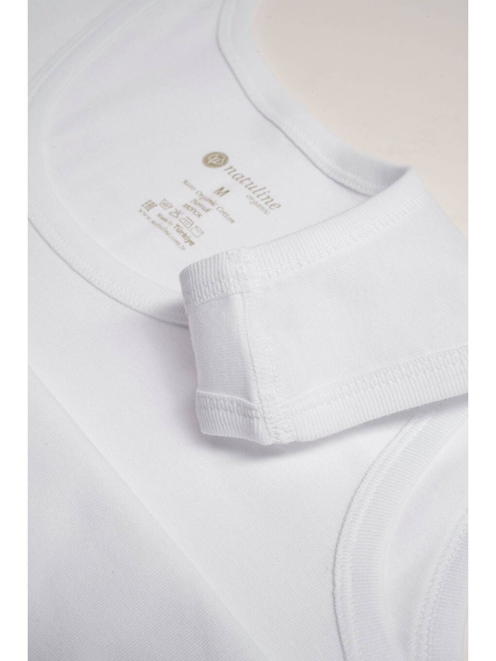 Beyaz Erkek Organik Pamuklu Penye %100 Pamuk Atlet 2'li Paket-2