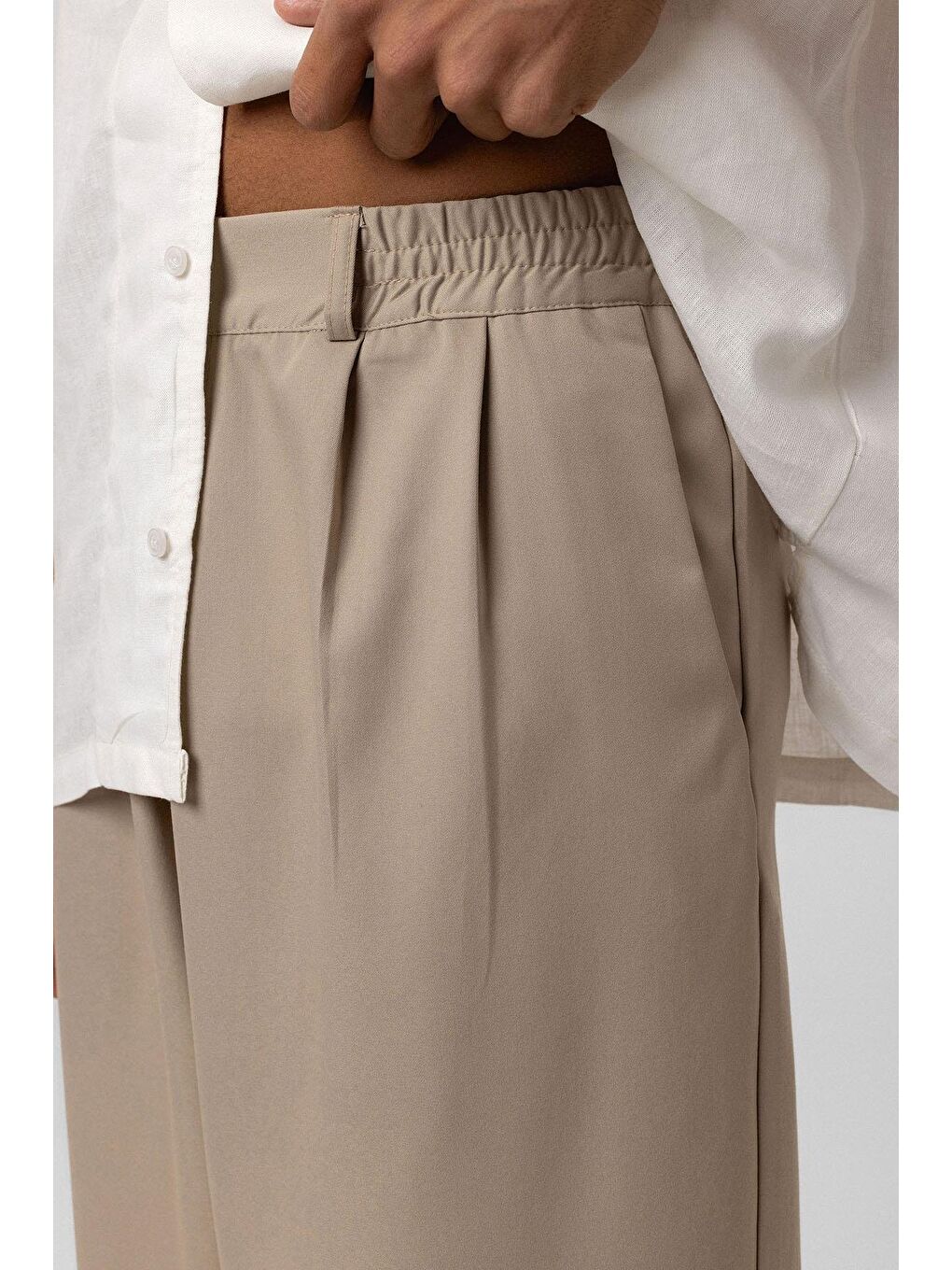 Bej Baggy Fit  Kumaş Erkek Pantolon-5