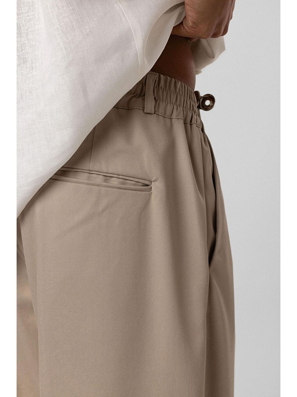 Bej Baggy Fit  Kumaş Erkek Pantolon-6