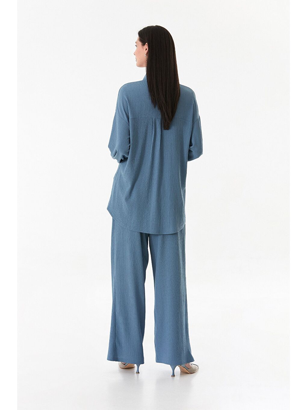 Mavi Gömlek Yaka Bürümcük Kumaş İ̇Kili Takım-4