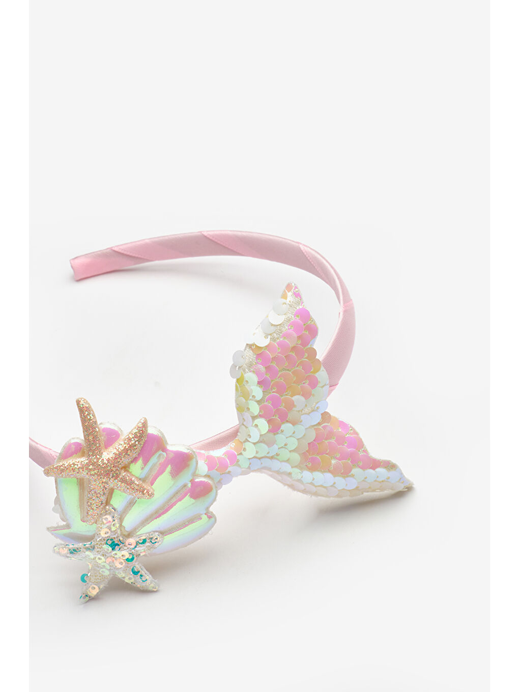 Beyaz Payetli Deniz Kızı Figürlü Kız Çocuk Taç-1