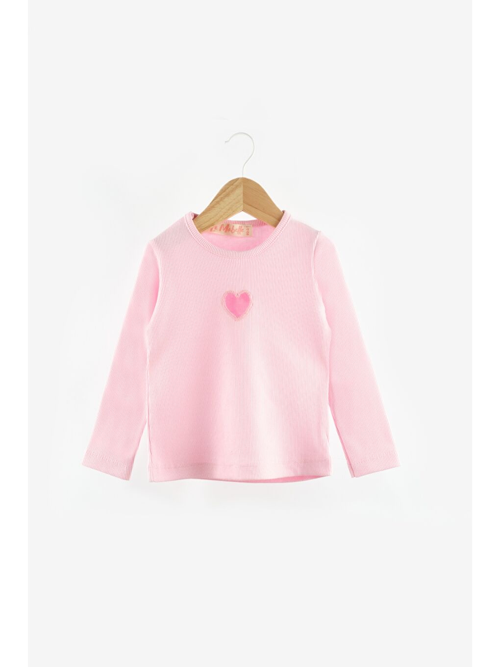 Pembe Kalp Nakışlı Fitilli Kız Çocuk Tişört