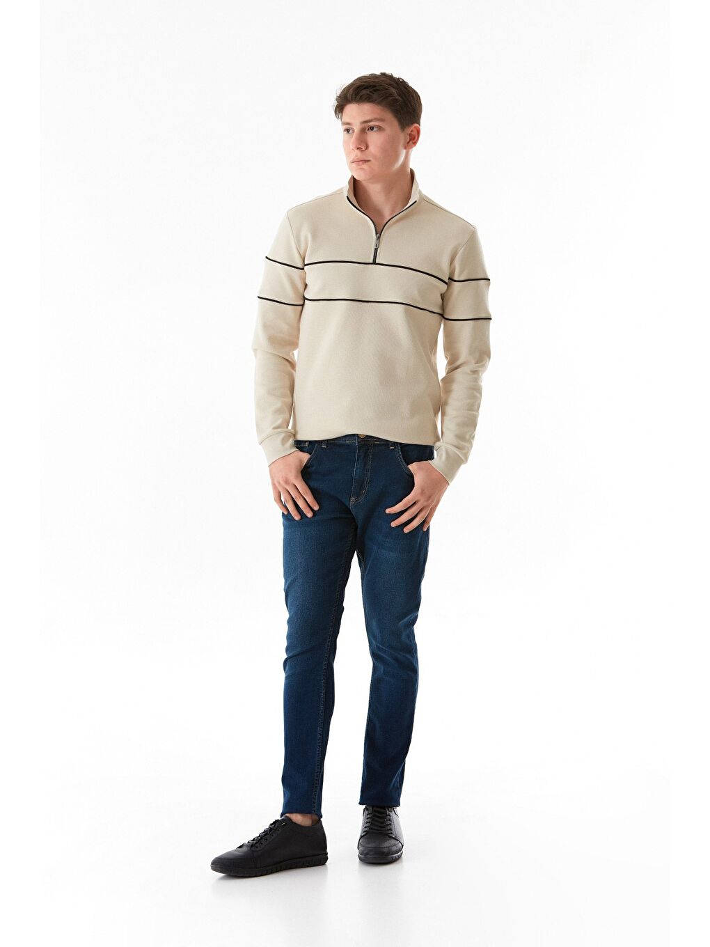 Lacivert Fermuarlı Skinny Jean Pantolon