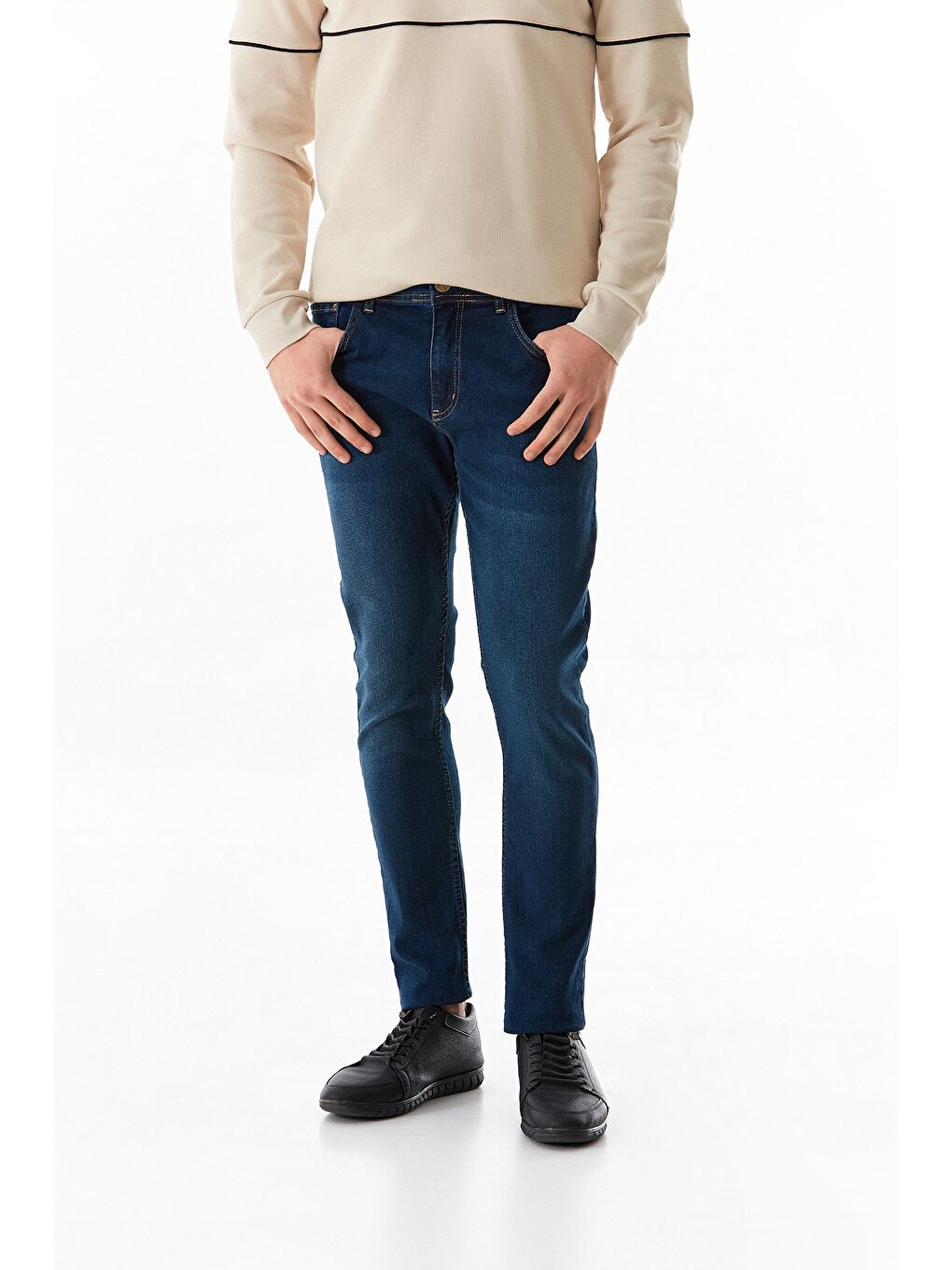 Lacivert Fermuarlı Skinny Jean Pantolon-1