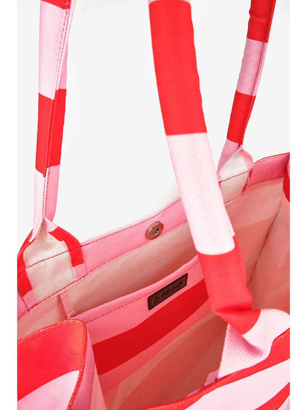 Pembe Çizgili Kadın Plaj Çantası-2