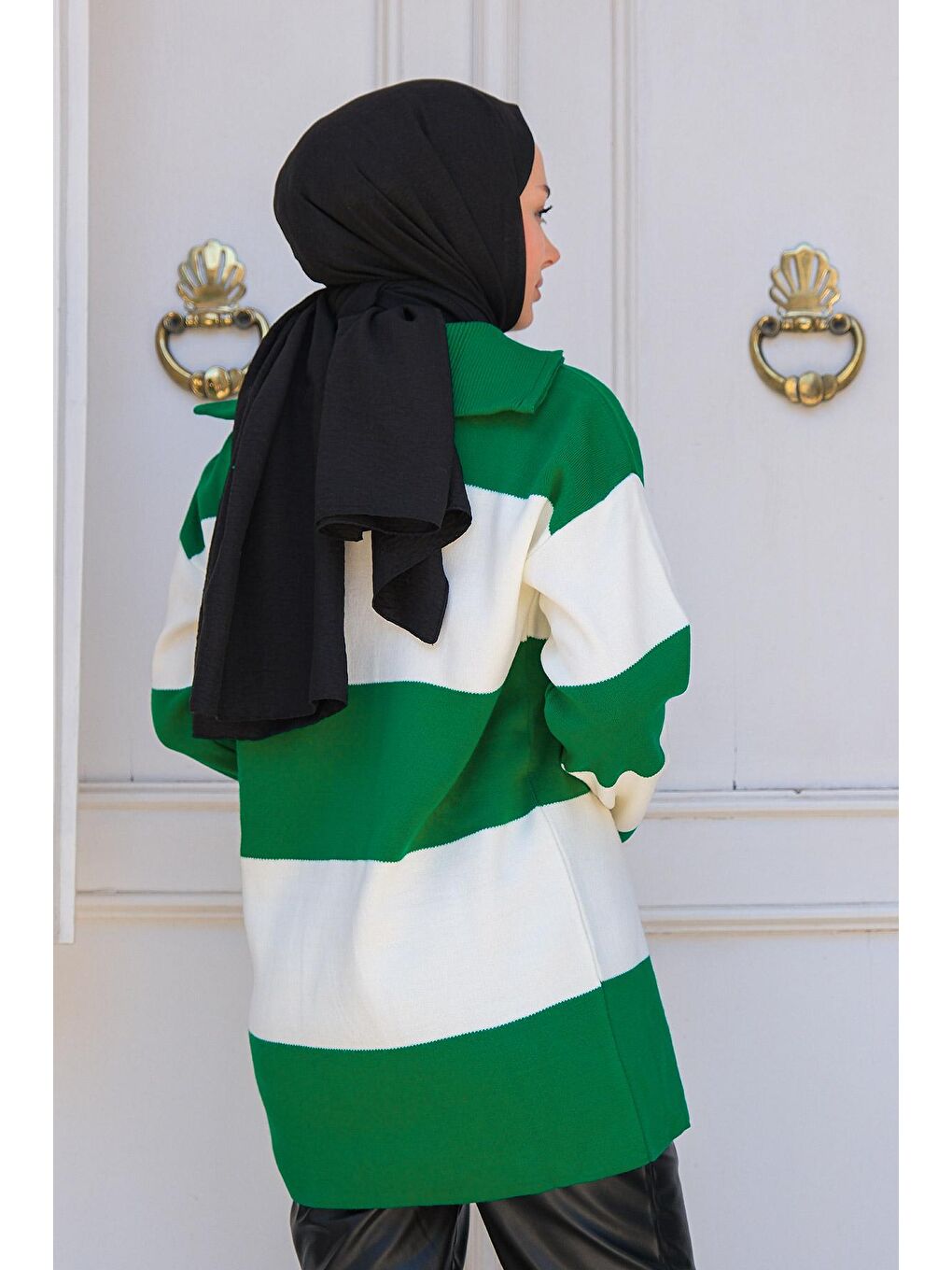 Kadın Triko Tesettür Kazak Zümrüt Yeşil-3