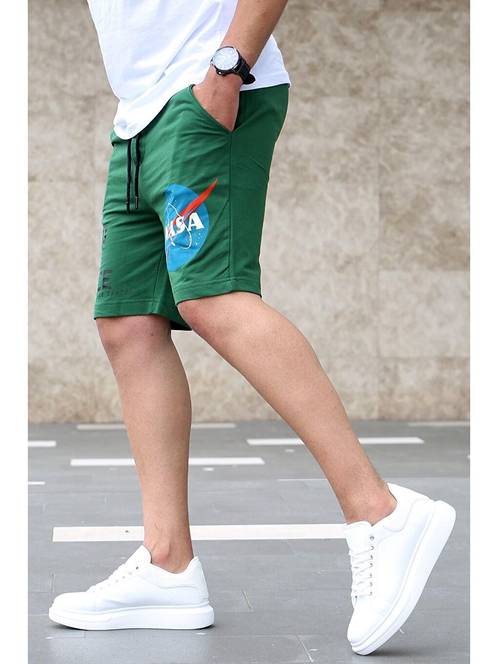 Nasa Baskılı Yeşil Erkek Şort 4248-2