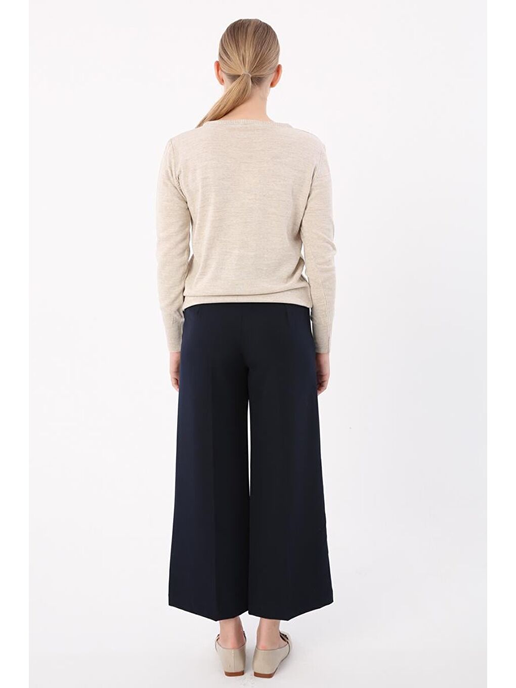 Bej Taş Bisiklet Yaka Triko Kazak-3