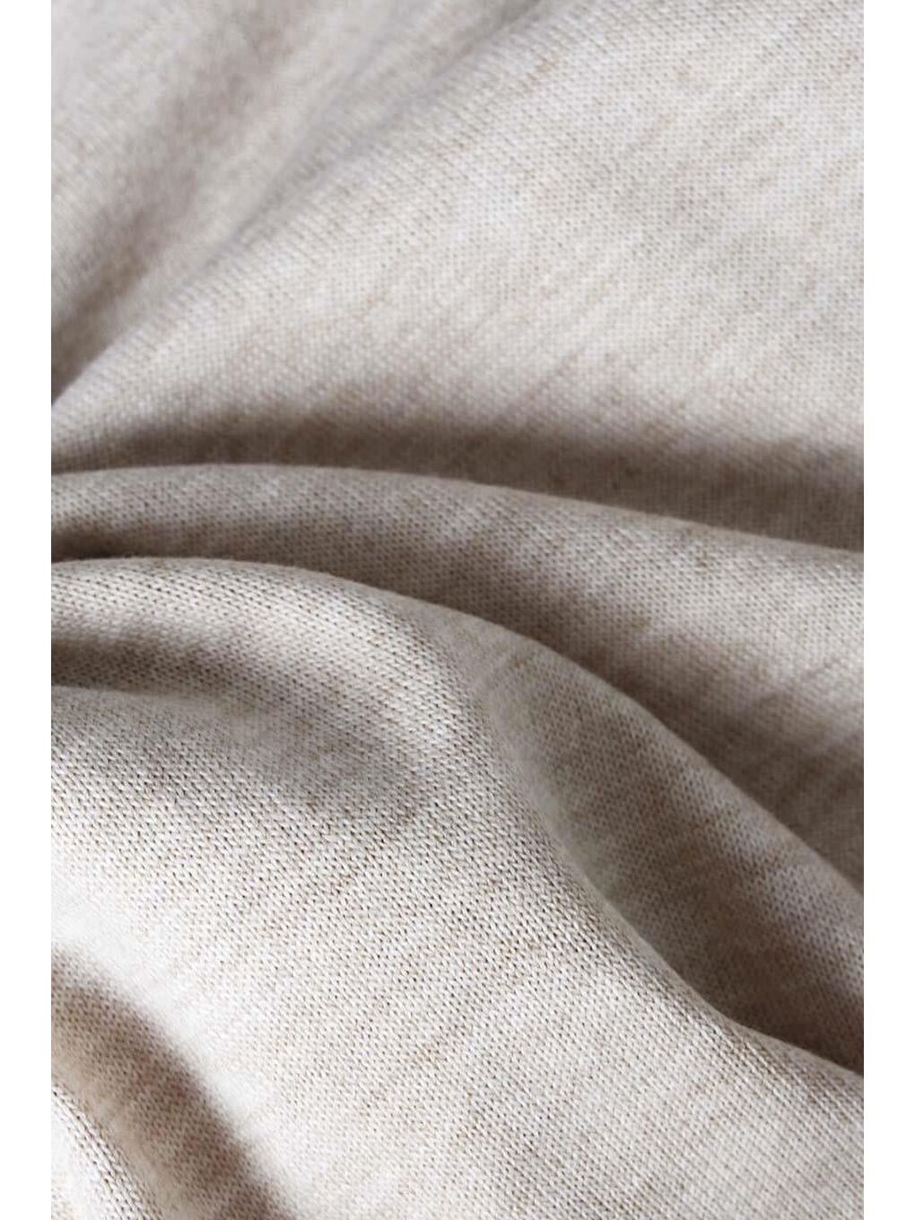 Bej Taş Bisiklet Yaka Triko Kazak-4