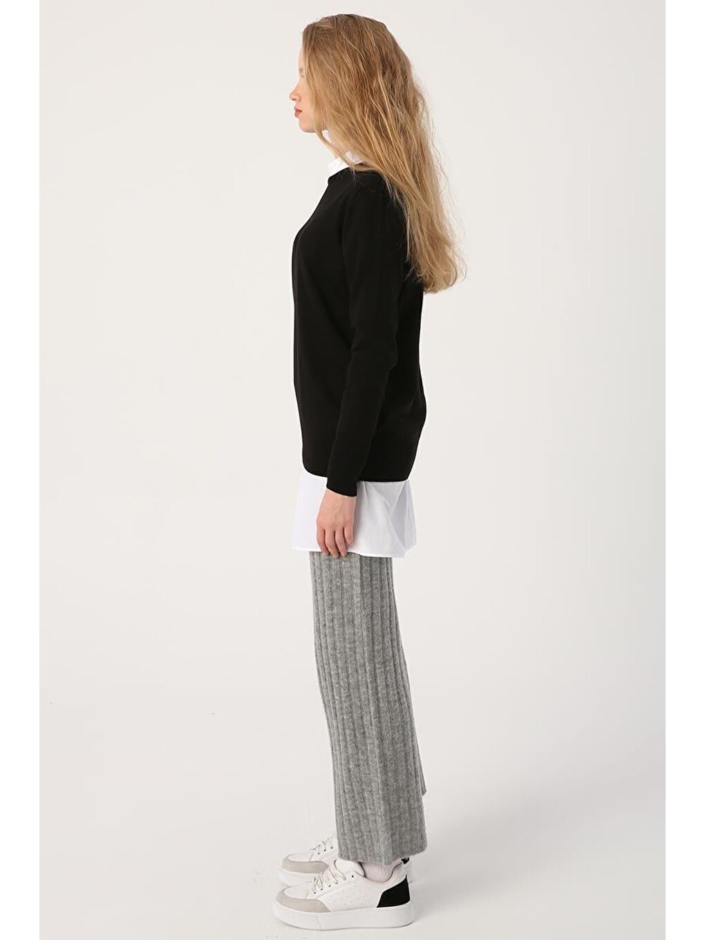 Siyah Bisiklet Yaka Triko Kazak-2