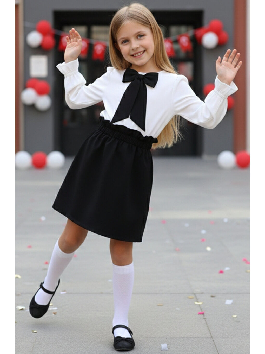 Siyah Kız Çocuk Etek ve Bluz Takım-1