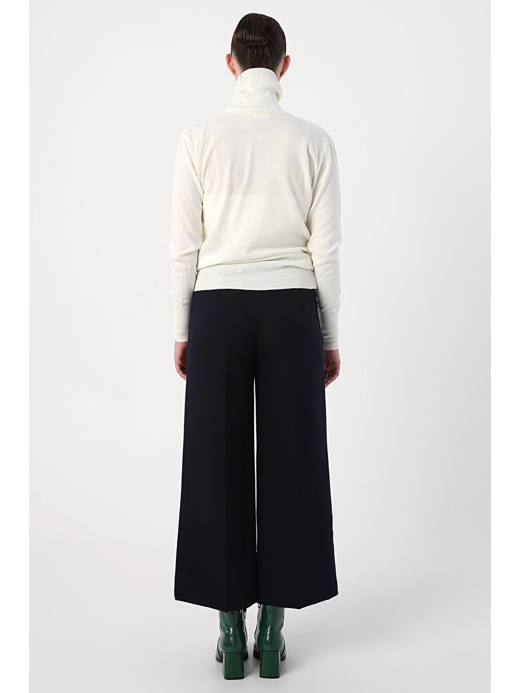 Ekru Balıkçı Yaka Kısa Triko Kazak-3